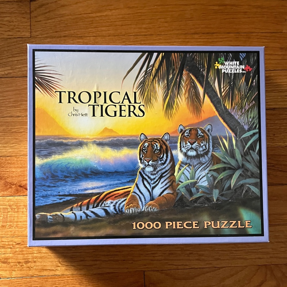 RARE White Mountain Puzzle Tropical Tigers Chris Hiett #4035 1,000 pieces HTF